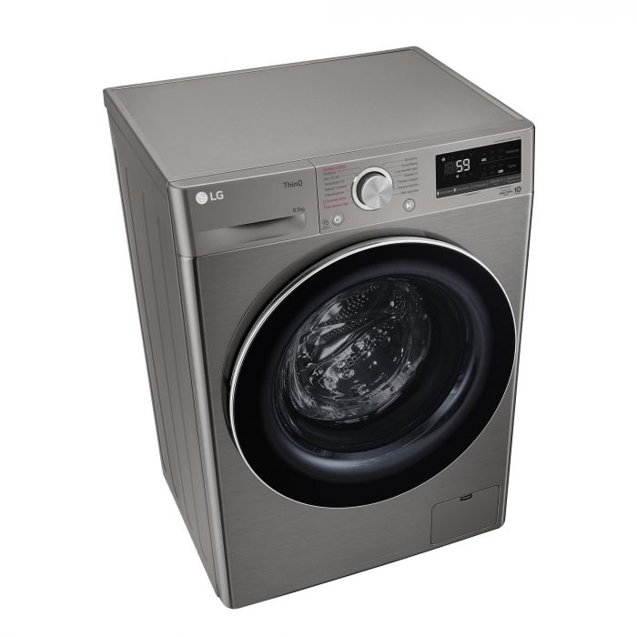 Пральна машина LG фронтальна, 8.5кг, 1200, A+++, 48см, дисплей, пара, інвертор, cріблястий