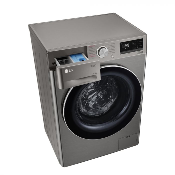 Пральна машина LG фронтальна, 8.5кг, 1200, A+++, 48см, дисплей, пара, інвертор, cріблястий