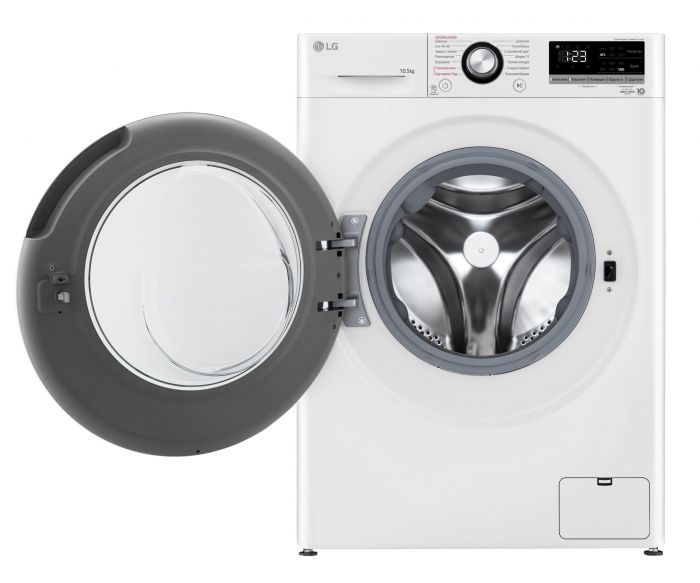 Пральна машина LG фронтальна, 10.5кг, 1400, A+++, 57см, дисплей, пара, інвертор, білий