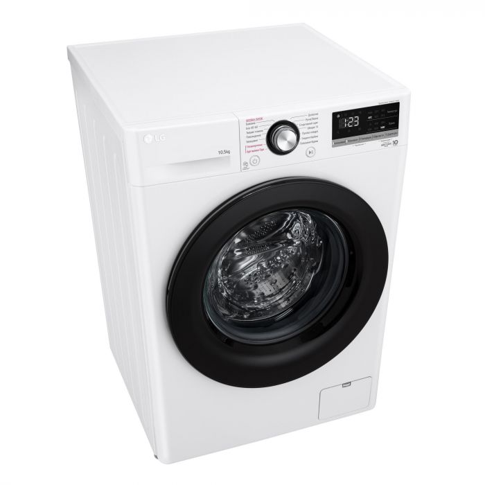 Пральна машина LG фронтальна, 10.5кг, 1400, A+++, 57см, дисплей, пара, інвертор, білий