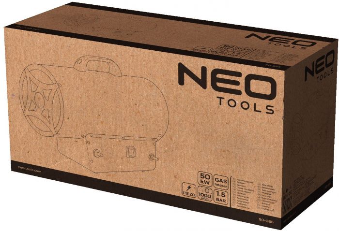 Теплова гармата газова Neo Tools, 50кВт, 500м кв, 1000м куб/год, чорний