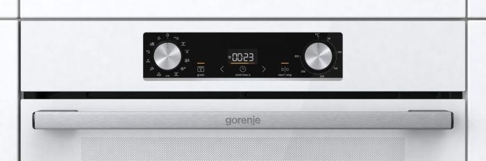 Духова шафа Gorenje електрична, 77л, A+, пара, дисплей, білий