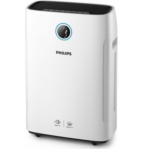 Очищувач повітря Philips з зв-ням 600 мл/год Series 2000i, 85м2, 330м3/год, дисплей, 3 фільтра, Wi-Fi, 3 режими, білий