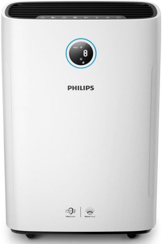 Очищувач повітря Philips з зв-ням 600 мл/год Series 2000i, 85м2, 330м3/год, дисплей, 3 фільтра, Wi-Fi, 3 режими, білий