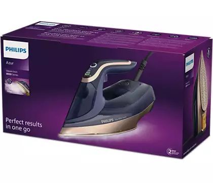 Праска Philips Azur 8000 Series, 3000Вт, 350мл, паровий удар -260гр, постійна пара - 85гр, нерж. сталь, темно синій Праска Philips Azur 8000 Series, 3000Вт, 350мл, паровий удар -260гр, постійна пара - 85гр, нерж. сталь, темно синій