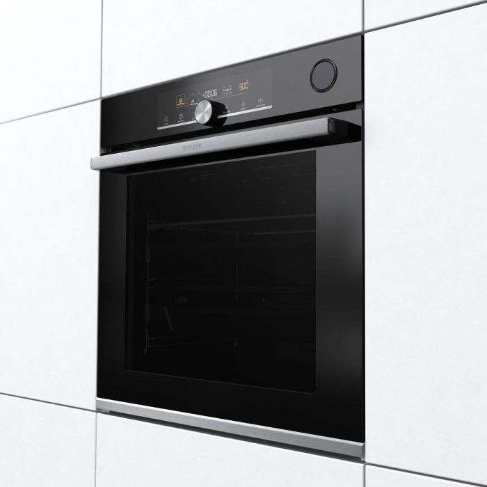 Духова шафа Gorenje електрична, 77л, A+, пара, дисплей, піроліз, готування на різних рівнях, чорний