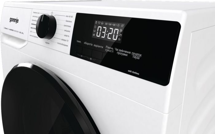 Прально-сушильна машина Gorenje фронтальна, 10(6)кг, 1400, A+, 66см, дисплей, інвертор, повний AquaStop, білий