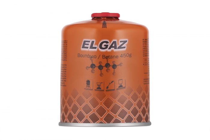 Балон-картридж газовий EL GAZ ELG-400, бутан 450г, для газових пальників, з двошаровим клапаном, одноразовий Балон-картридж газовий EL GAZ ELG-400, бутан 450г, для газових пальників, з двошаровим клапаном, одноразовий
