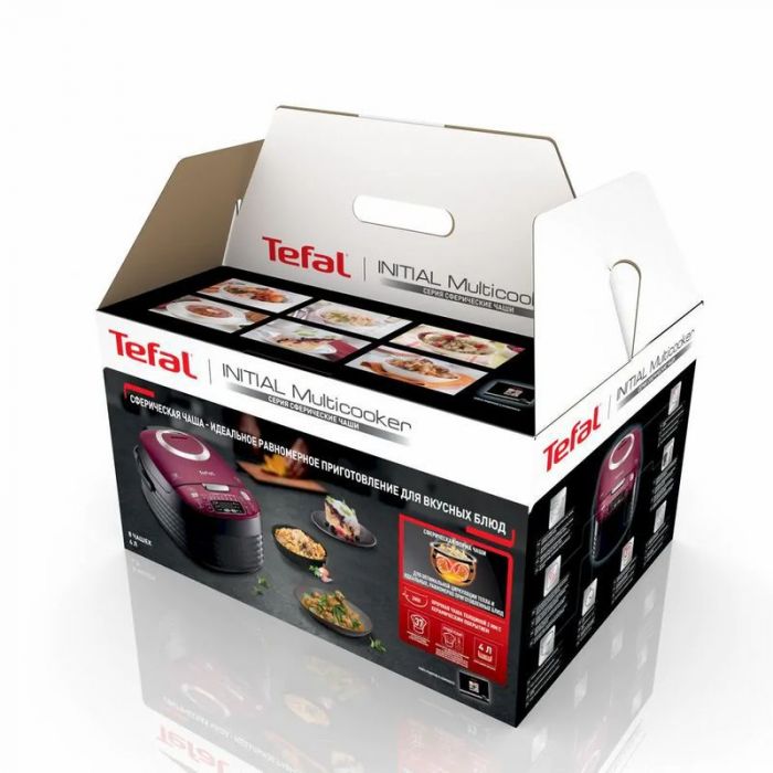 Мультиварка Tefal Spherical, 750Вт, чаша-4л, електронне керув., пластик, чорно-бордовий