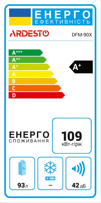 Холодильник ARDESTO міні, 85x47.2х45, 84л, 9л, А+, ST, сріблястий