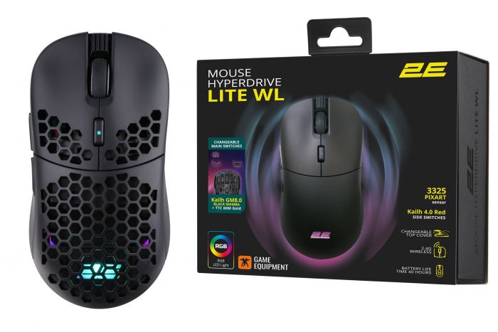 Миша 2E GAMING HyperDrive Lite WL, RGB, USB-A/WL, чорний