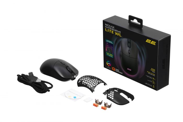 Миша 2E GAMING HyperDrive Lite WL, RGB, USB-A/WL, чорний