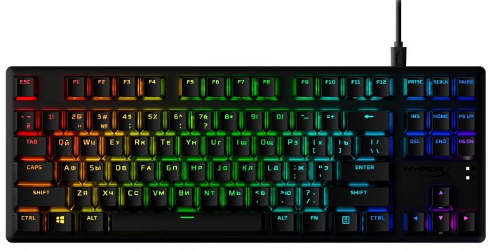 Клавіатура механічна HyperX Alloy Origins Core PBT 87key, Red, USB-A, EN/UA, RGB, чорний