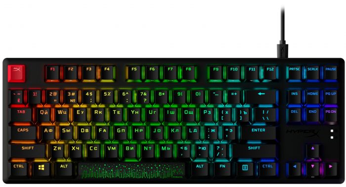 Клавіатура механічна HyperX Alloy Origins Core PBT 87key, Red, USB-A, EN/UA, RGB, чорний