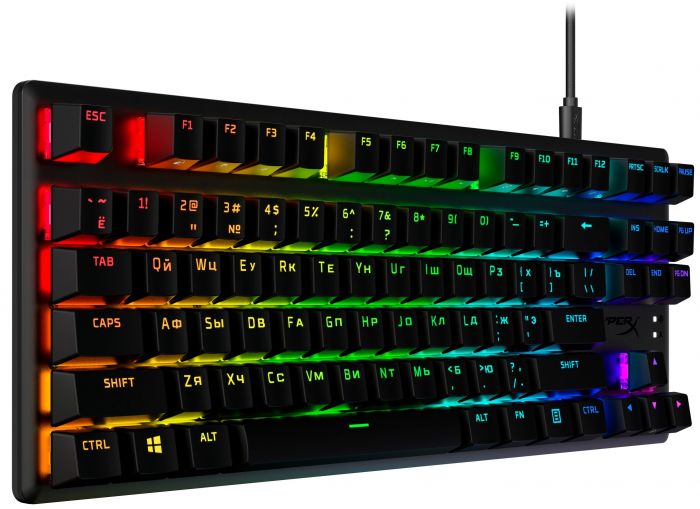 Клавіатура механічна HyperX Alloy Origins Core PBT 87key, Red, USB-A, EN/UA, RGB, чорний