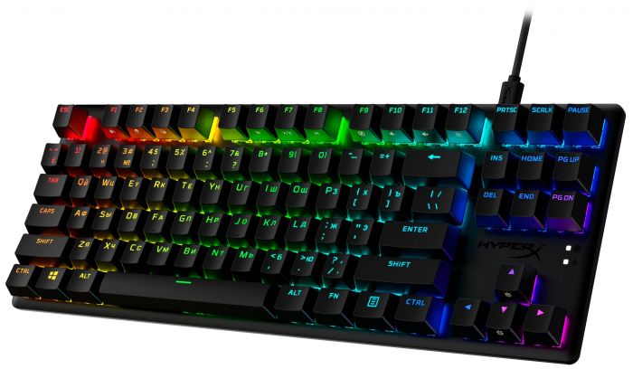 Клавіатура механічна HyperX Alloy Origins Core PBT 87key, Red, USB-A, EN/UA, RGB, чорний