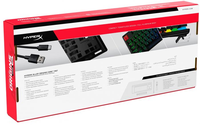 Клавіатура механічна HyperX Alloy Origins Core PBT 87key, Red, USB-A, EN/UA, RGB, чорний