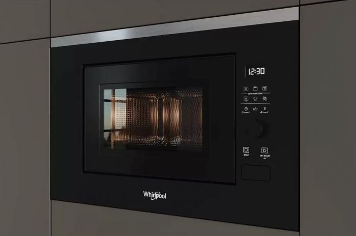 Мікрохвильова піч Whirlpool вбудована, 20л, електронне упр., 800Вт, дисплей, чорний