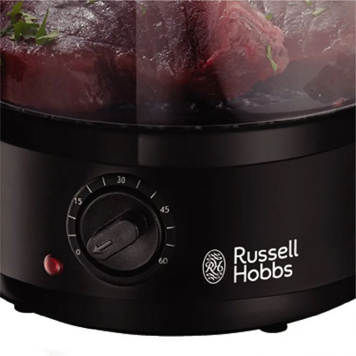 Пароварка Russell Hobbs Kitchen Collection 400Вт, чаша-2.3/3.3л, резервуар для води -0.5л, механічне керування, 3 яруси, пластик, чорний