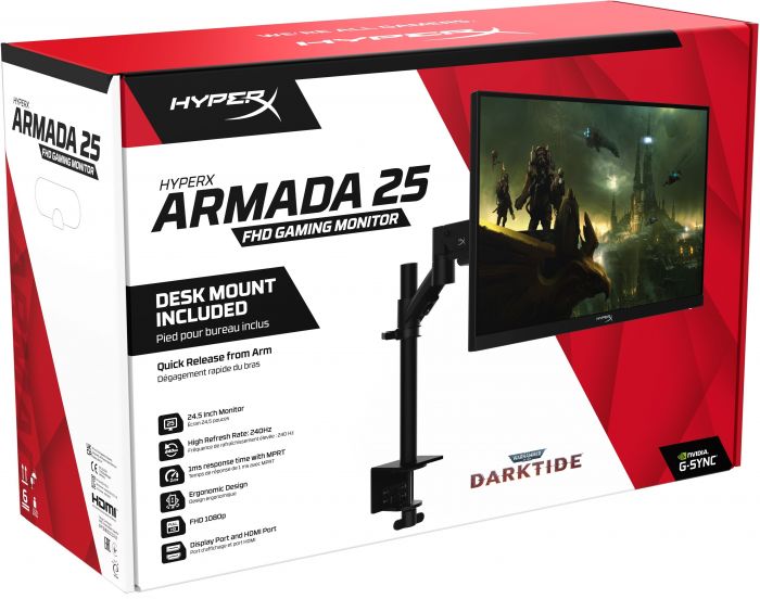 Монітор LCD 25" FHD HyperX Armada, 2xHDMI 2.0, DP 1.4, IPS, 1920x1080, 240Hz, 1ms