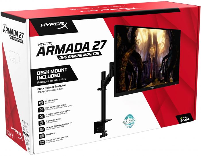 Монітор LCD 27" QHD HyperX Armada, 2xHDMI 2.0, DP 1.4, IPS, 2560x1440, 165Hz, 1ms