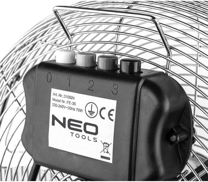Вентилятор підлоговий Neo Tools NT09 професійний, 30см, 50Вт, кнопки, двигун мідь 100%, срібний