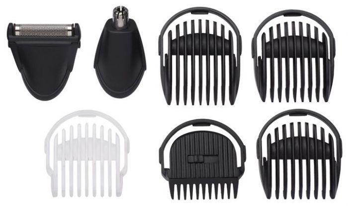 Набір для стрижки Babyliss, для бороди, вусів, голови і носа, акум., вібраційний мотор, насадок-6, сталь, чорний
