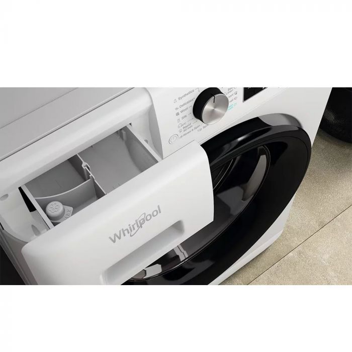 Пральна машина Whirlpool фронтальна, 10кг, 1400, A+++, 60см, дисплей, пара, інвертор, люк чорний, білий