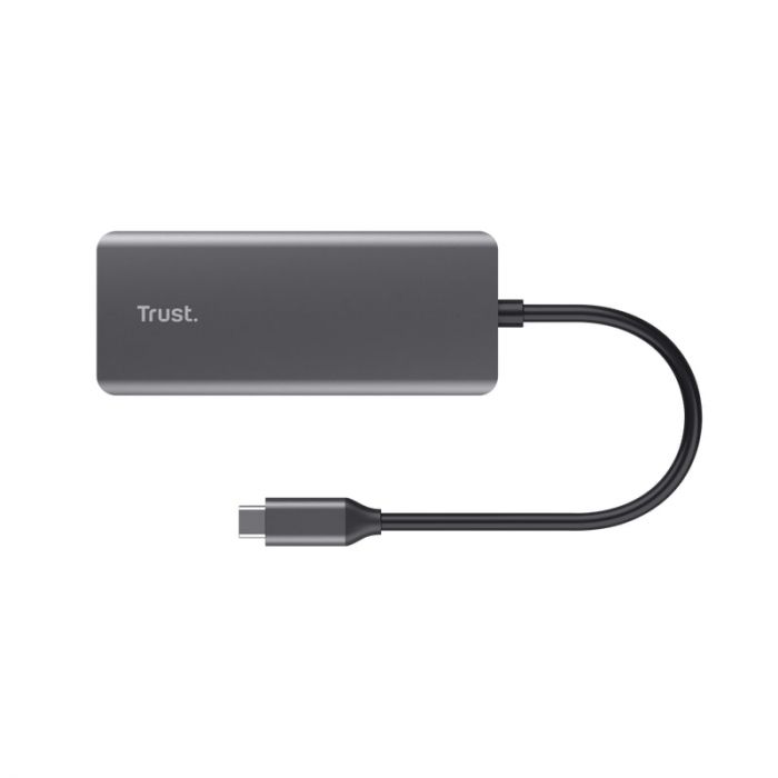 Хаб Trust Dalyx  6-in-1 USB-С > 2xUSB-А 3.2/2хUSB-С/HDMI/Ehernet, Алюміній, 0.2м, чорний