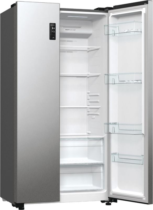 Холодильник SBS Gorenje, 179х67х92см, 2 двері, 356( 191)л, А++, NF+, Інв. , Зона св-ті, Зовн. Диспл, матовий сірий