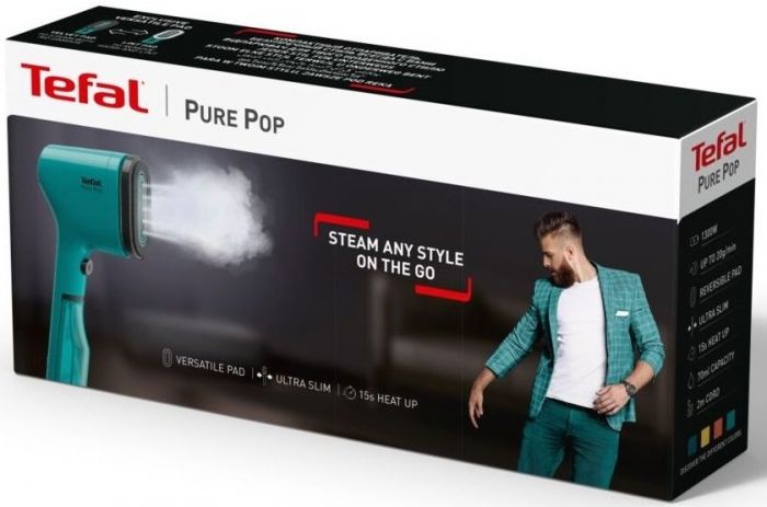 Відпарювач Tefal компактний Pure Pop, 1300Вт, 70мл, постійна пара - 20гр, зелений