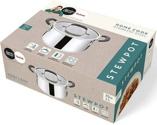 Каструля з кришкою Tefal Jamie Oliver Home Cook, 20см, 3.1л, нержавіюча сталь, силікон, скло