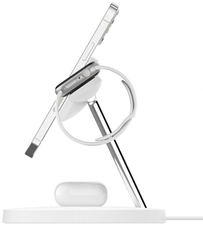 Зарядний пристрій бездротовий Belkin 3в1 MagSafe iPhone/Watch/AirPods Fast charger Pad, білий