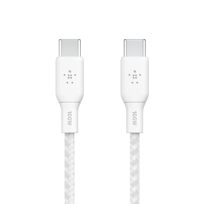 Кабель USB-C > USB-C заряджання/синхронізації Belkin 3м, 100Вт, Type-C, плетений, білий