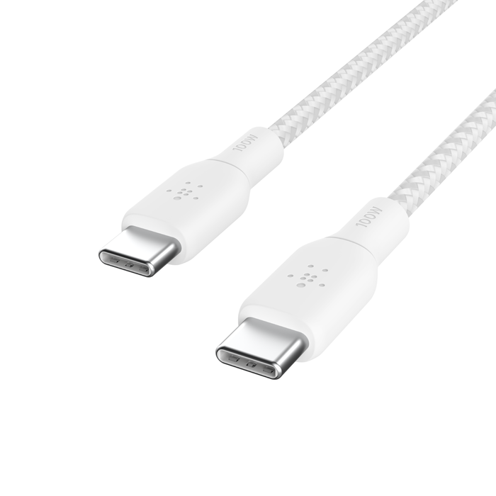 Кабель USB-C > USB-C заряджання/синхронізації Belkin 3м, 100Вт, Type-C, плетений, білий