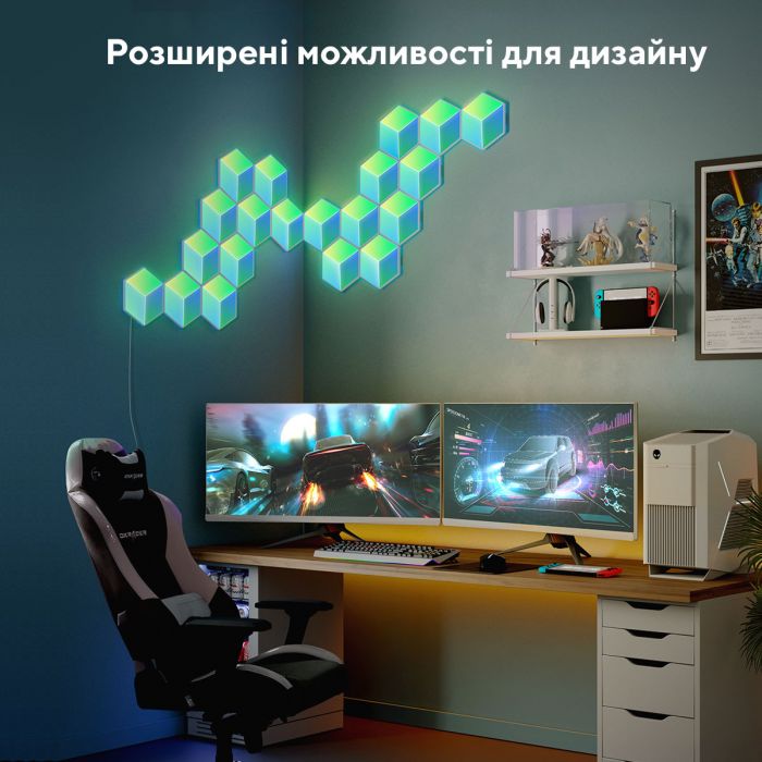 Набір настінних світильників Govee H6066 Glide Hexa Pro LED Light Panels, 10шт, RGBIC, WI-FI/Bluetooth, білий