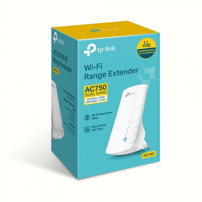 Розширювач покриття WiFi TP-LINK RE190 AC750, MESH