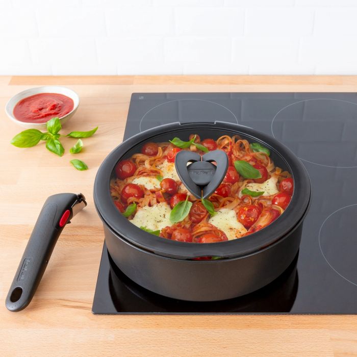 Кришка Tefal Ingenio 24см, скло, силікон, прозоро-чорний