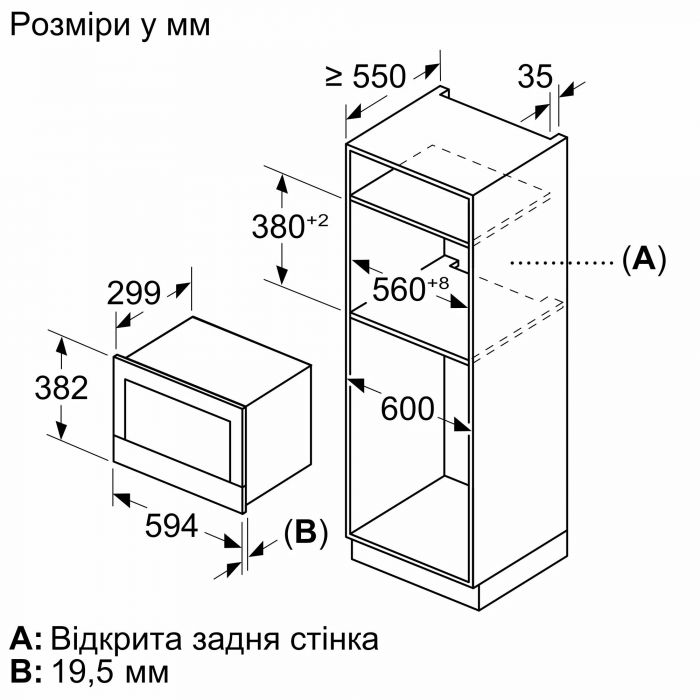 Мікрохвильова піч Bosch вбудована, 21л, електр. керув., 900Вт, дисплей, чорний