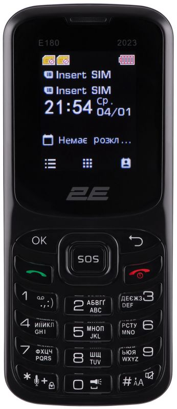 Мобільний телефон 2E E180 2023 1.77" 2SIM, 1000мА•год, чорний