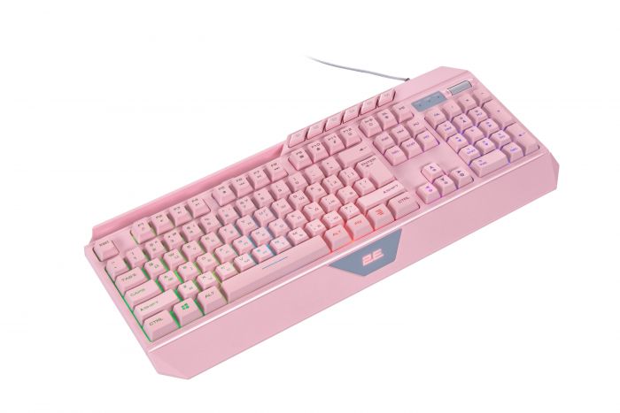 Клавіатура мембранна 2E GAMING KG315 110key, USB-A, EN/UA, RGB, рожевий