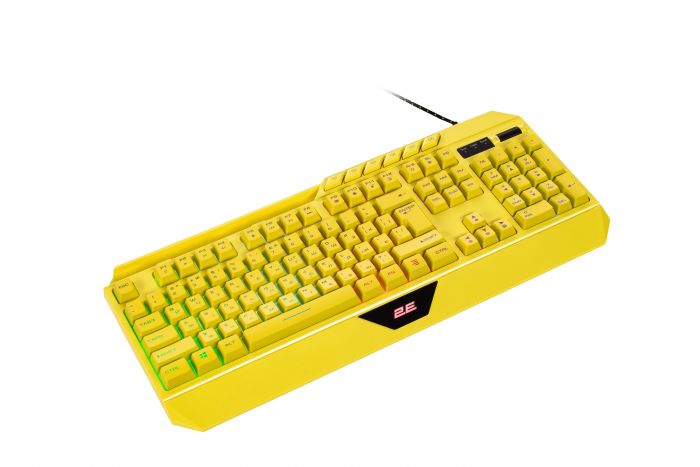 Клавіатура мембранна 2E GAMING KG315 110key, USB-A, EN/UA, RGB, жовтий