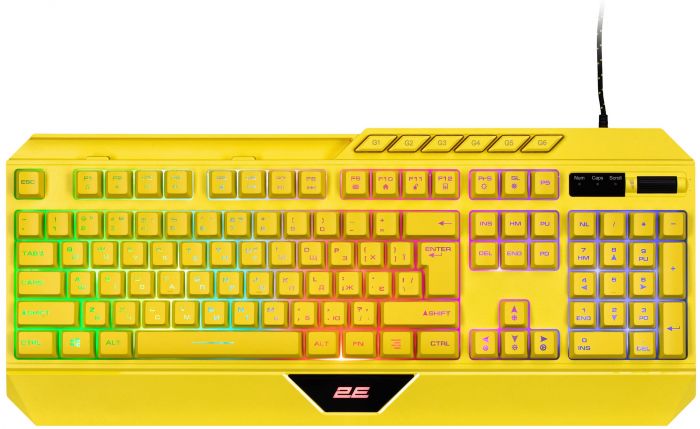 Клавіатура мембранна 2E GAMING KG315 110key, USB-A, EN/UA, RGB, жовтий