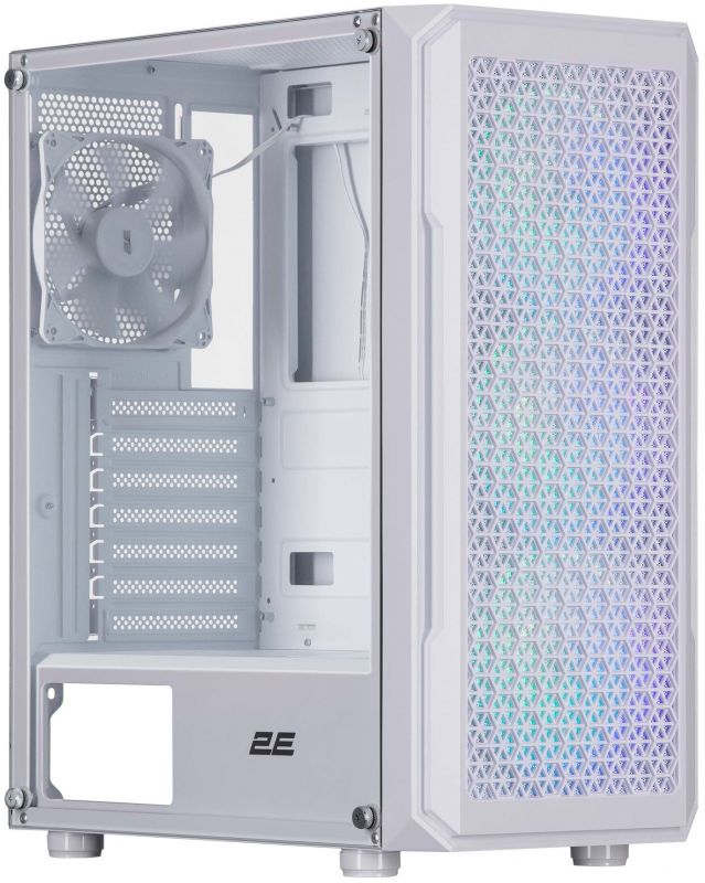 Корпус 2E GAMING Hexagon G338W без БЖ 2xUSB3.0, 1xUSBType-C, 3x120мм ARGB, 1x120мм, VGA 330мм, LCS ready, HUB, TG Side Panel, ATX, білий