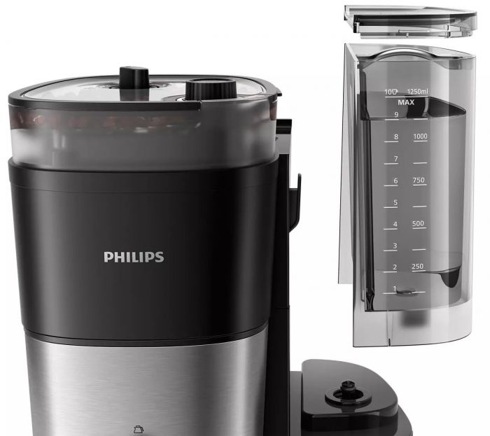 Кавоварка Philips крапельна All-in-1 Brew 1.25л, зерно + мелена, дисплей, підігрів кавника, кавомолка, чорний