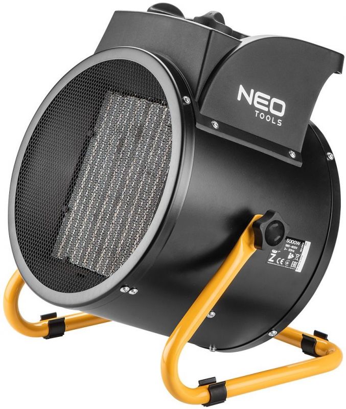 Теплова гармата електрична Neo Tools, 5кВт, 80м кв, 588м куб/год, 380В, керамічний нагрів. елемент (PTC), чорний