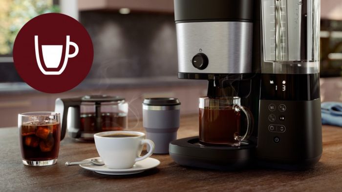 Кавоварка Philips крапельна All-in-1 Brew 1.25л, зерно + мелена, дисплей, підігрів кавника, кавомолка, чорний