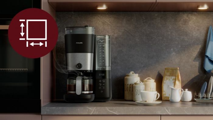 Кавоварка Philips крапельна All-in-1 Brew 1.25л, зерно + мелена, дисплей, підігрів кавника, кавомолка, чорний