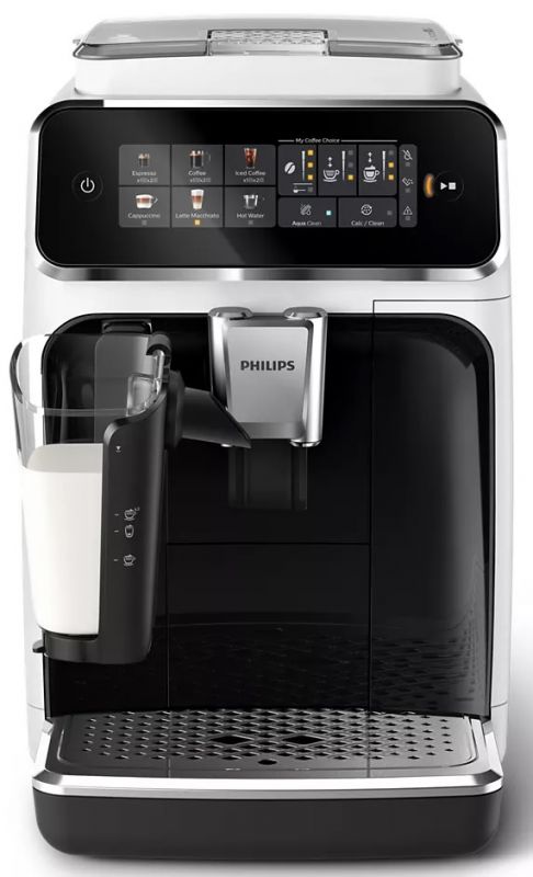 Кавомашина Philips Series 3300 1.8л, зерно + мелена, автомат.капучинатор, дисплей, авторецептів - 6, білий