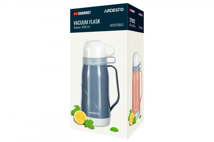 Термос Ardesto Gemini Gourmet, 1000мл, пластик, боросилікатне скло, синій